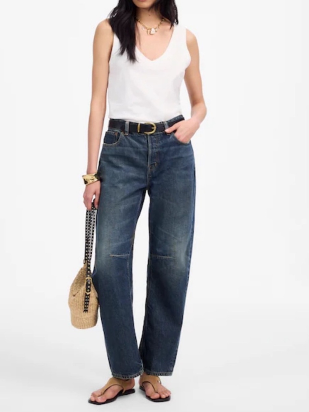 Madewell Dark Blue barrel Leg Jeans